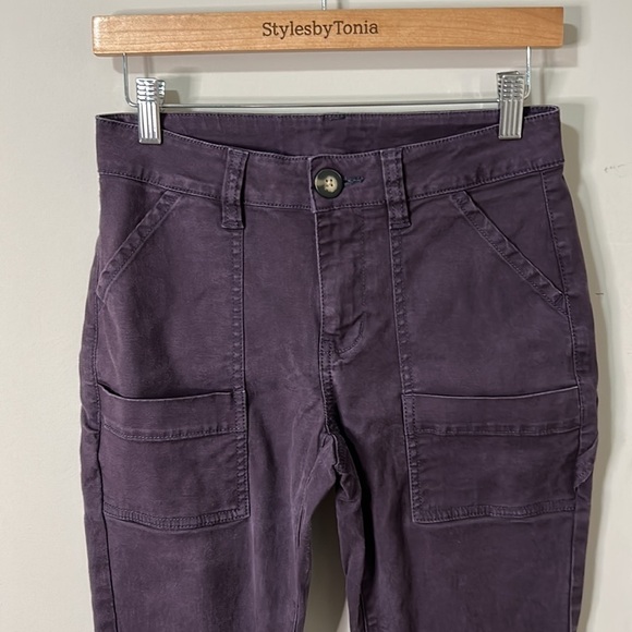 CAbi The Carpenter Cargo Utility Pants Deep Plum Purple Sz 2 - Picture 5 of 16